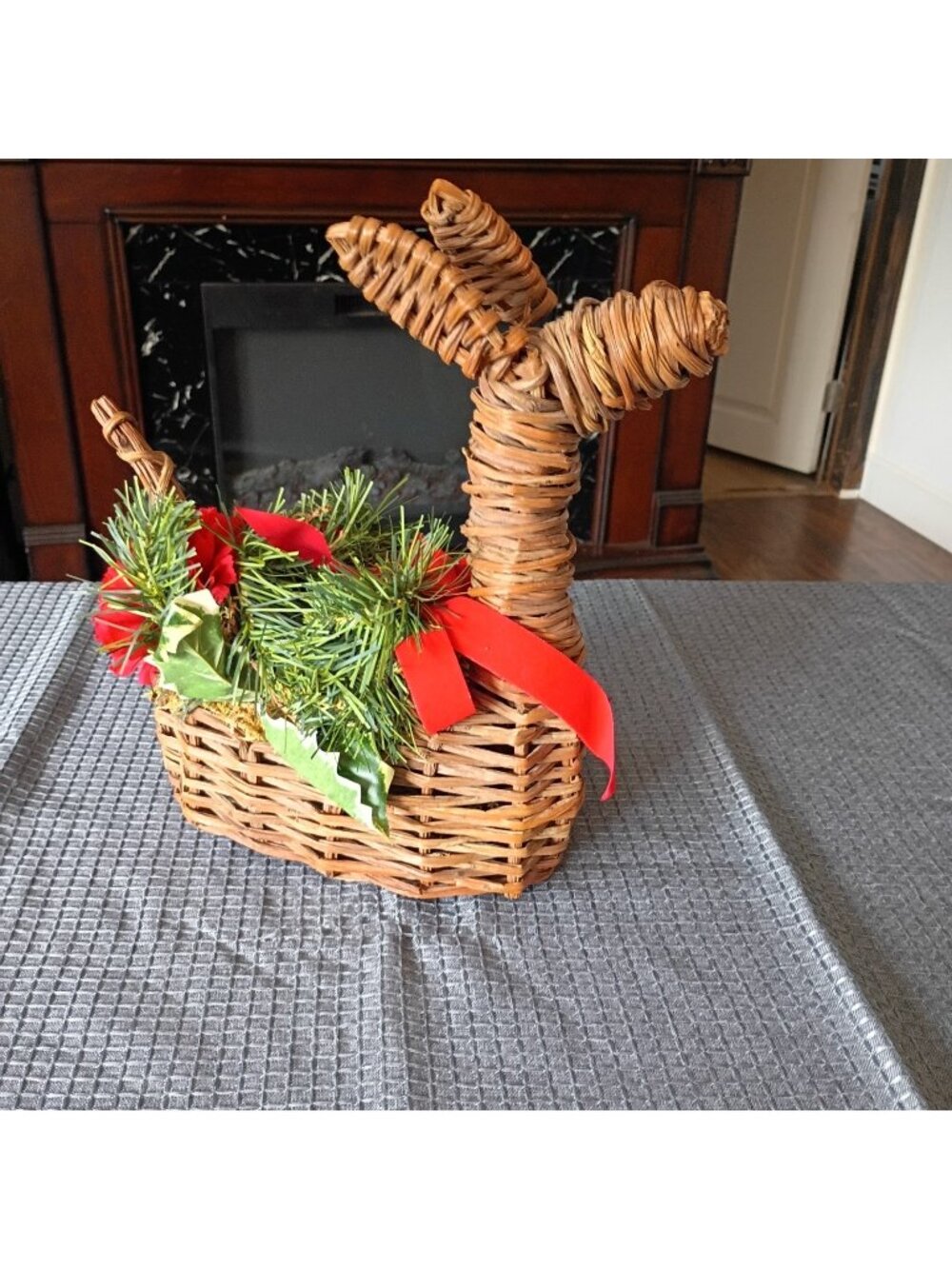 Vintage Wicker Reindeer Christmas Table Decor